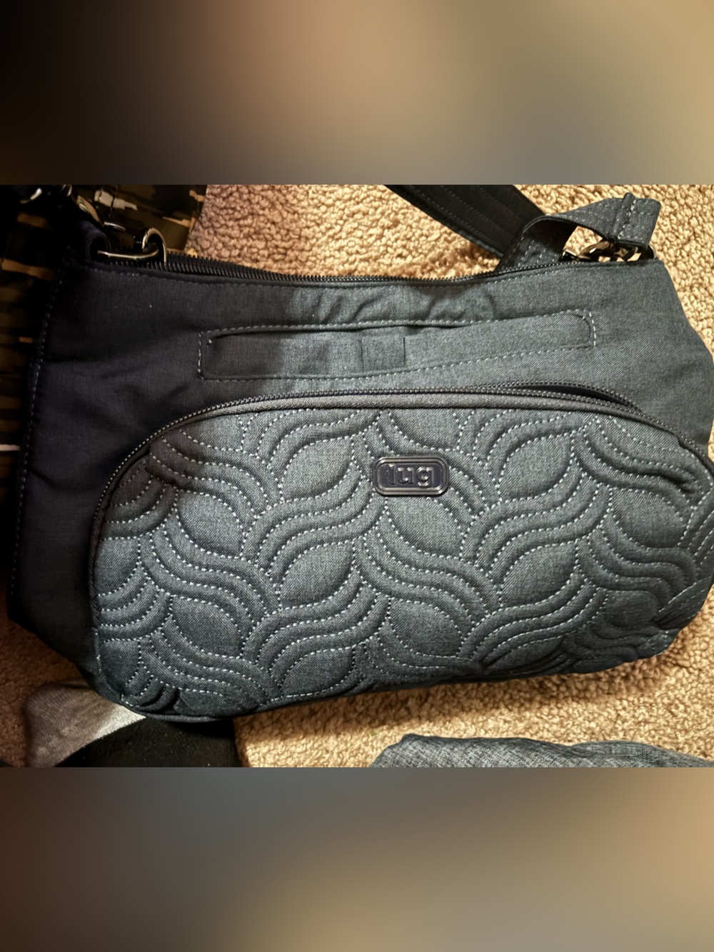 lug Quilted Black Crossbody Bag